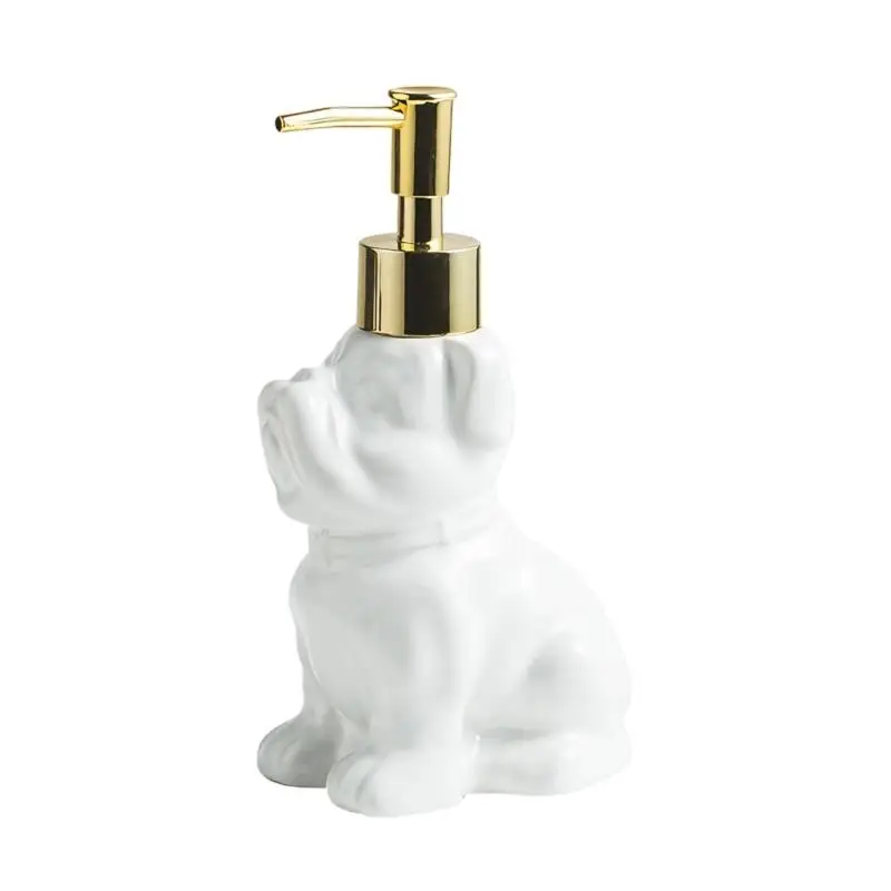 E8BD Ceramic Dog Press Pump Liquid Dispenser for Soap Lotion Shampoo Organizing view 2