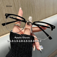 Half Frame Myopia Glasses Fashion Finished Shortsighted Eyeglasses Men Women Optical Goggles Diopter -1.0 -1.5 -2.0 -3.5 To -4.0