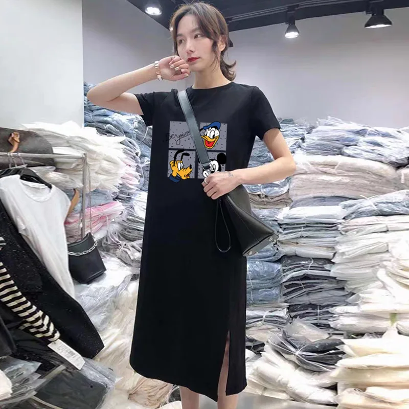 Hello Mickey Kawaii Women's T-shirt Fashion New 90s Retro Cartoon Minnie Disney Top Y2K Women's Oversized Maternity and Baby Nig