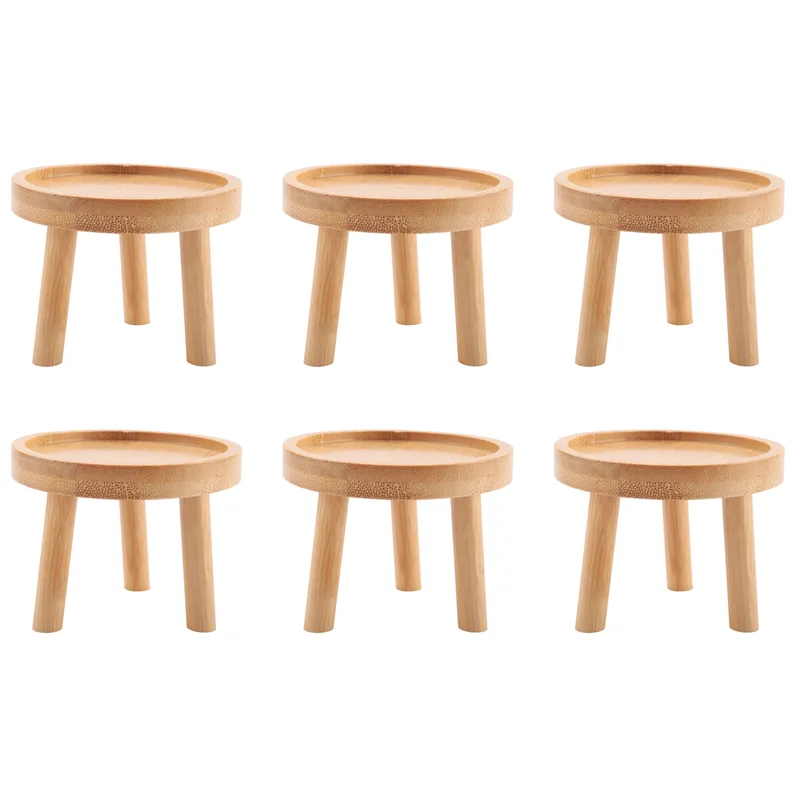 ABCA-6X Wooden Plant Stand Flower Pot Base Holder Stool High Stool Balcony Succulent Round Flower Shelf For Indoor Outdoor