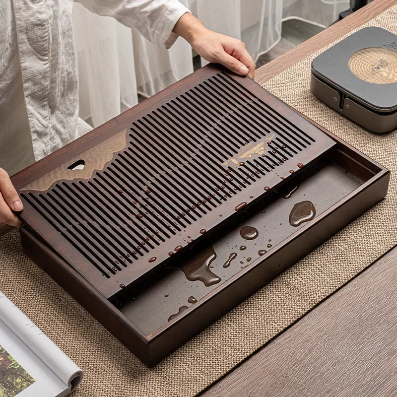 Tea Tray Water Storage Household Water Storage Dry Tea Table Bamboo Light Luxury Modern Chinese Tea Tray