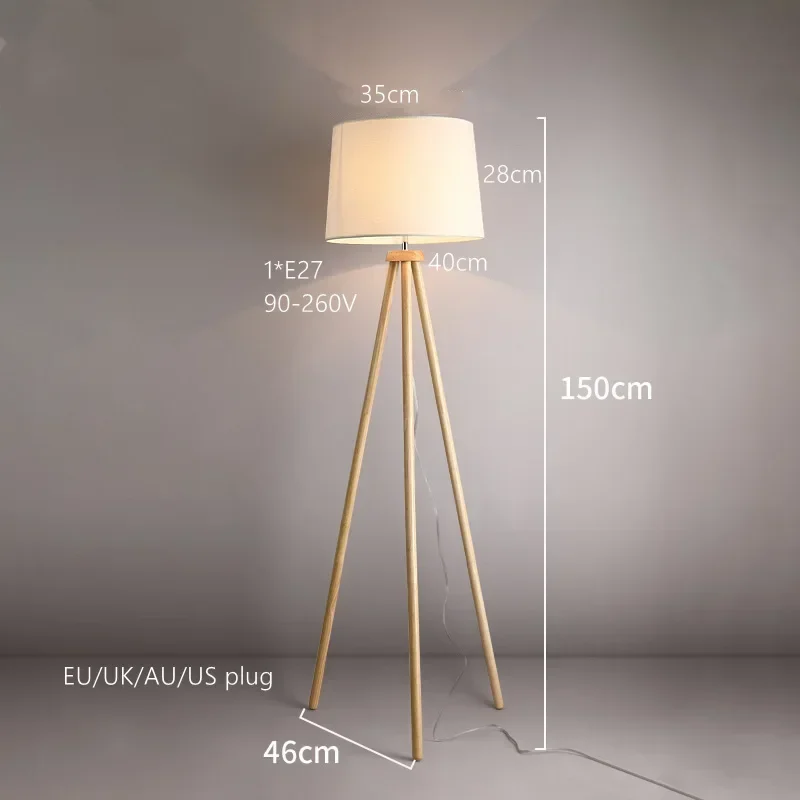 Modern Japanese Simple Wood Fabric Nordic Living Bedroom Hotel Apartment Sofa side Reading Room Decoration Floor Lamp