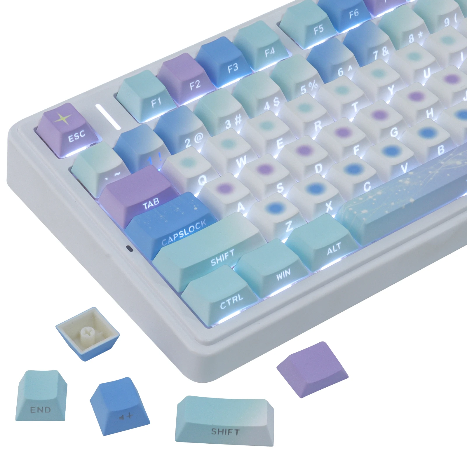

Колпачки для клавиш из ПБТ, 133 клавиши, Cherry Profile Starlight KeyCap, сублимированные и полупрозрачные с боковой гравировкой для механической клавиатуры