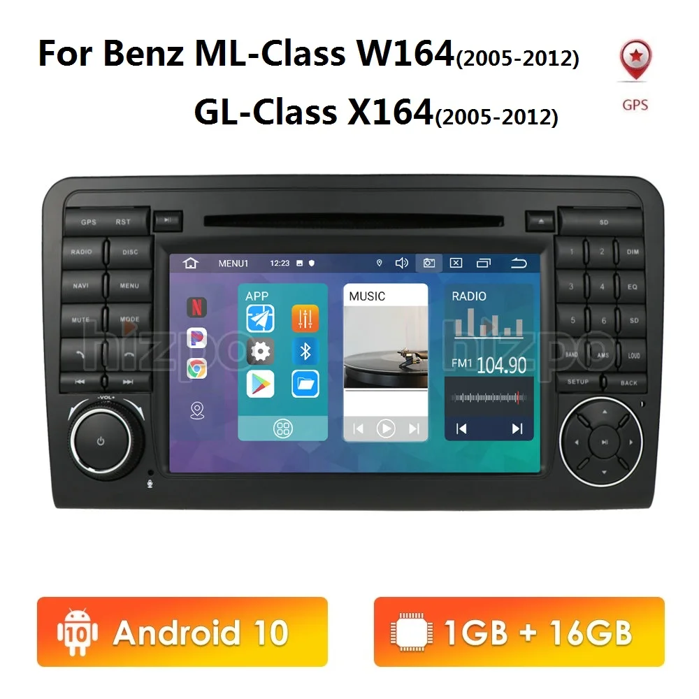 7inch 2 Din Android Car DVD Player For Mercedes Benz ML-Class W164 ML300 ML350 GL-Class X164 GPS Navigation Radio Canbus SWC IPS