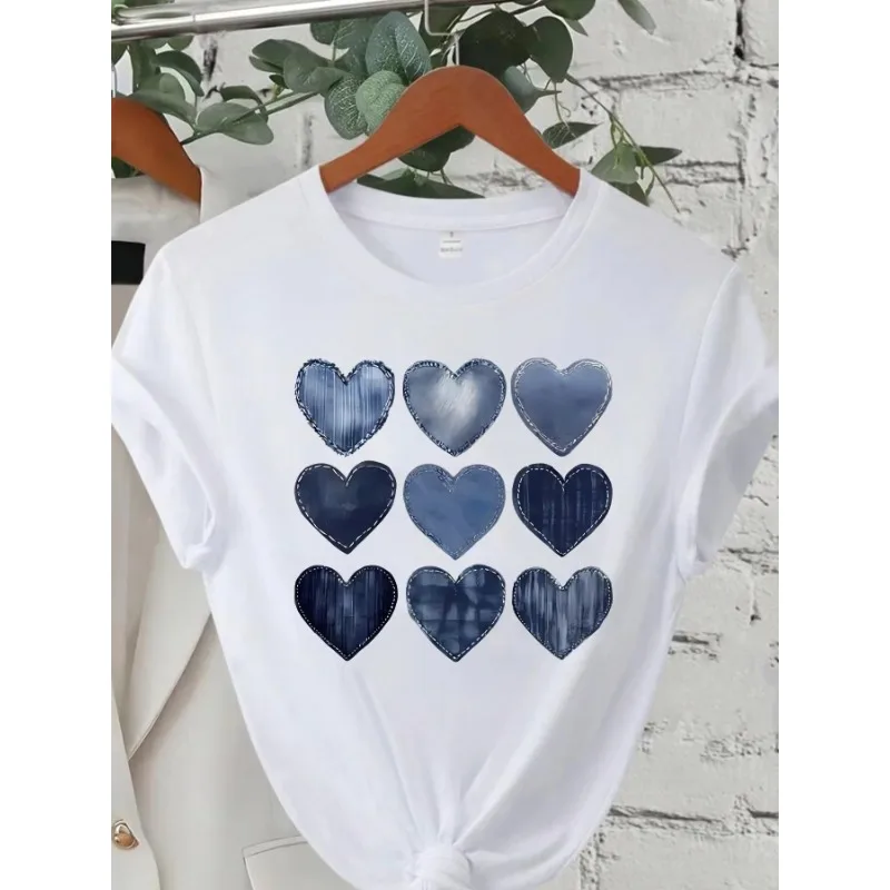 

Ladies Summer Fashion Printed T-shirt Casual Short Sleeve Shirt Wild Loose Round Neck T-Shirt Comfortable Soft Plus Size T-Shirt