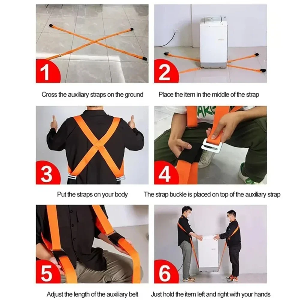  Adjustable Lifting Moving Strap Ropes Lift Cord Move Tool Heavy Objects Transport Belt Move Wrist Carrying Straps Tool