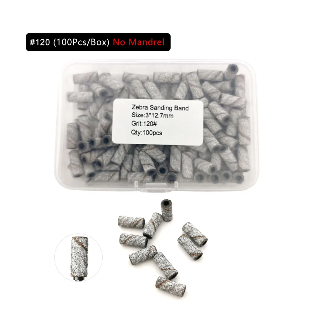 HYTOOS 3mm Small White Sanding Bands Without Stainless Steel Mandrel Electric Nail Drill Bits Accessories Manicure Cuticle Clean