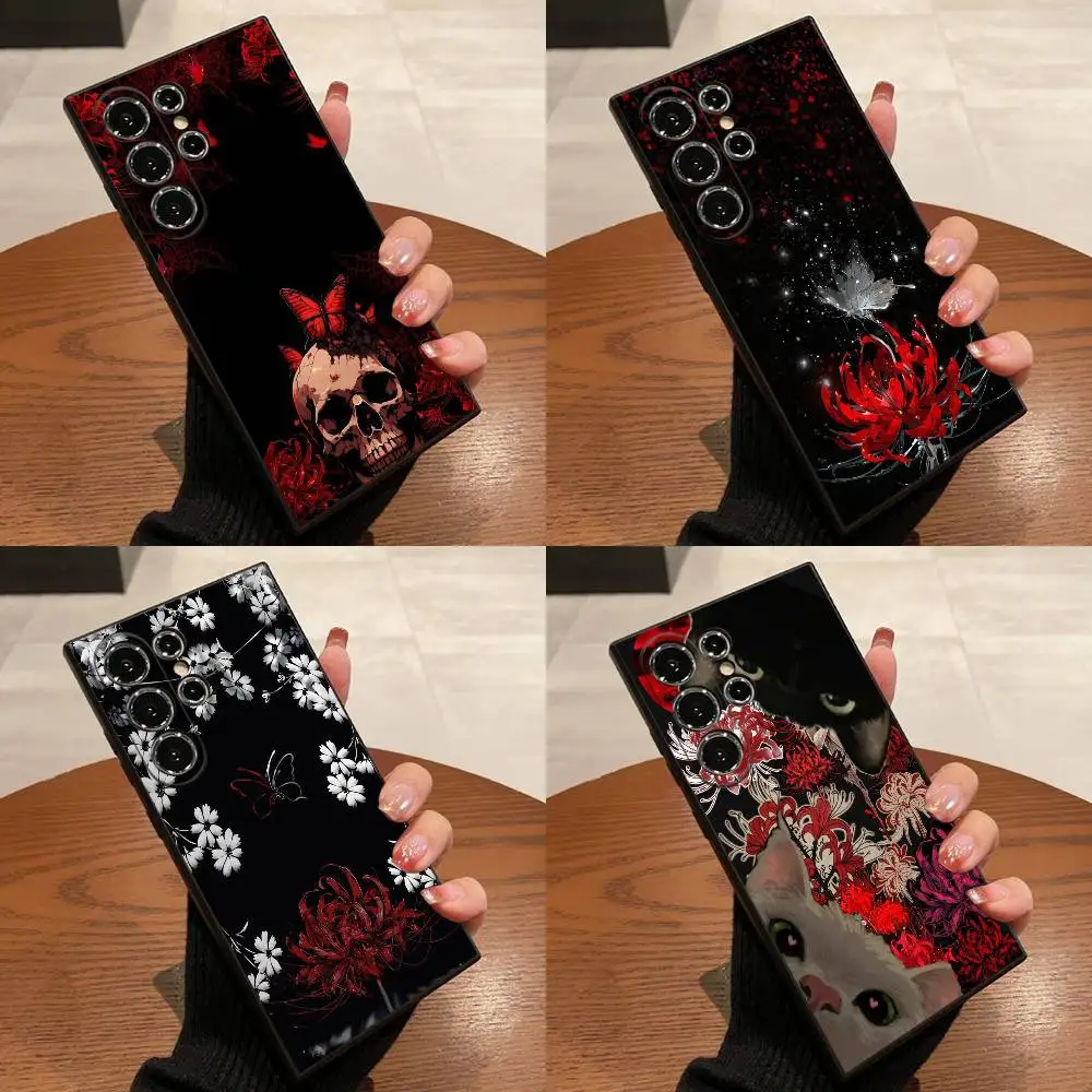 

Japan Tokyo Red Spider Lily Lilies Cat Phone Case For Samsung S25,S24,S21,S22,S23,S30,Ultra,S20,Plus,Fe,Lite,5G Black Box