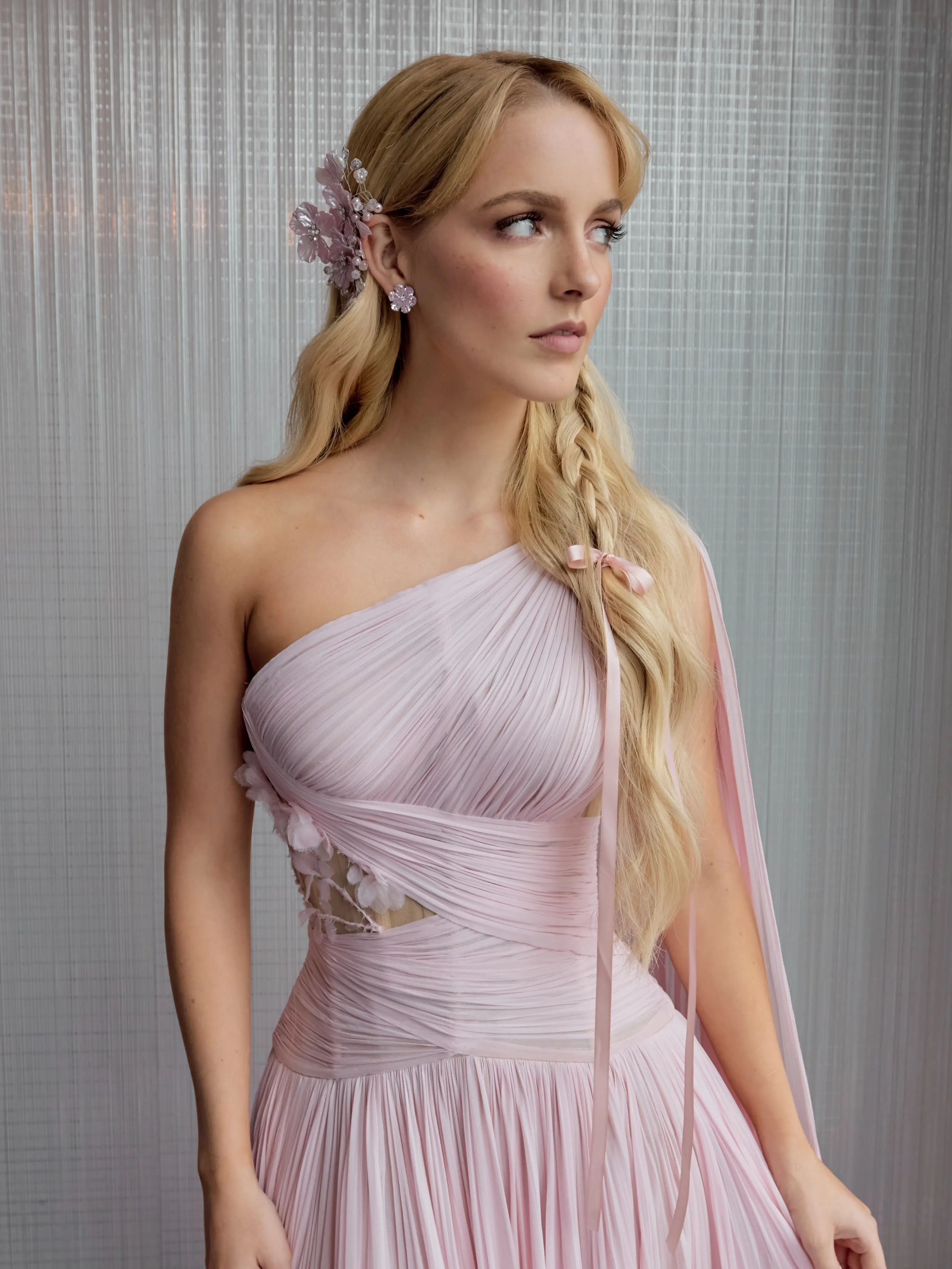 Pink One-Shoulder Cape Evening - Formal Dress ulasan dan harga