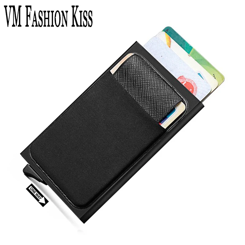 Rfid Smart Wallet Card Holder Metal Thin Slim Men Women Wallets Pop Up Minimalist Wallet Small Black Purse Vallet Walets for Men