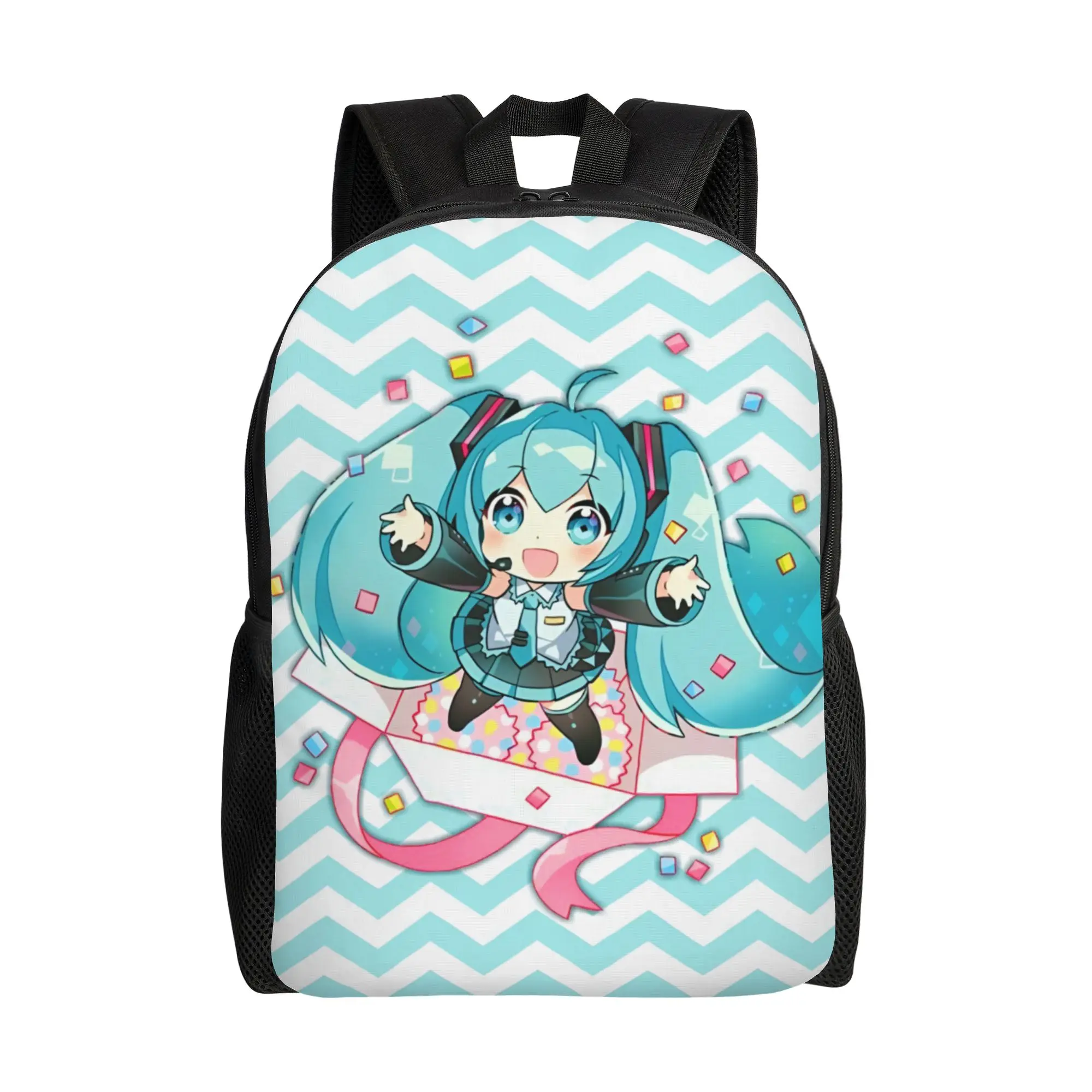 カスタム-h-hatsunes-バックパック女性男性用防水カレッジスクールミュージックガールボーカロイドヴィンテージプリントバッグプリントブックバッグ