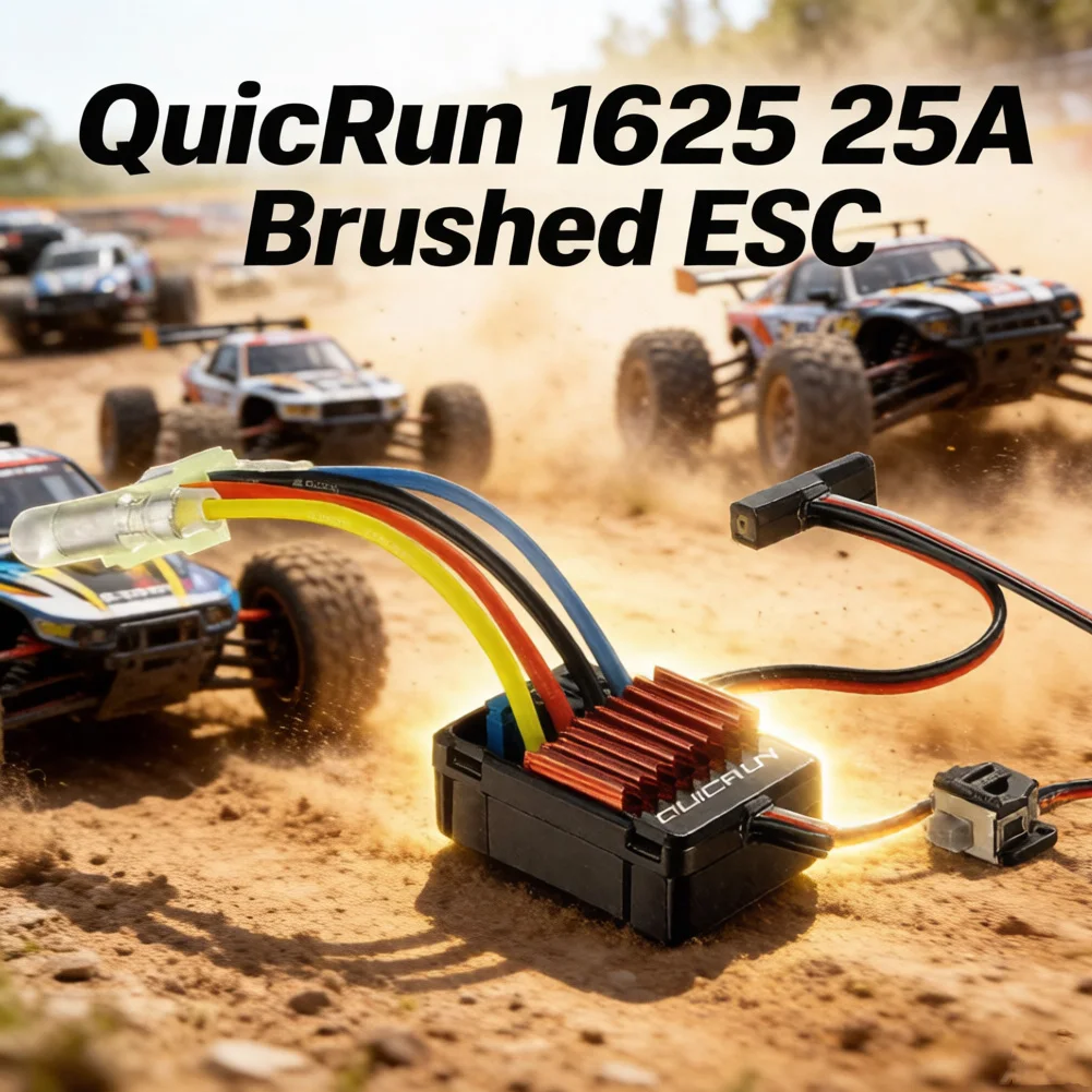 

Hobbywing QuicRun 1625 25A Waterproof Brushed ESC Electronic Speed Controller for 1/10 1/14 1/16 1/18 RC Car Buggy Truck Crawler