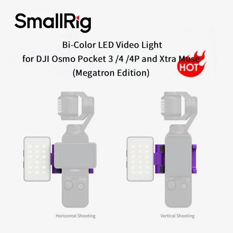 SmallRig 6370 Bi-Color LED Video Light for DJI Osmo Pocket 3 /4 /4P and Xtra Muse 2700K-6500K 360° Video Light Megatron Edition