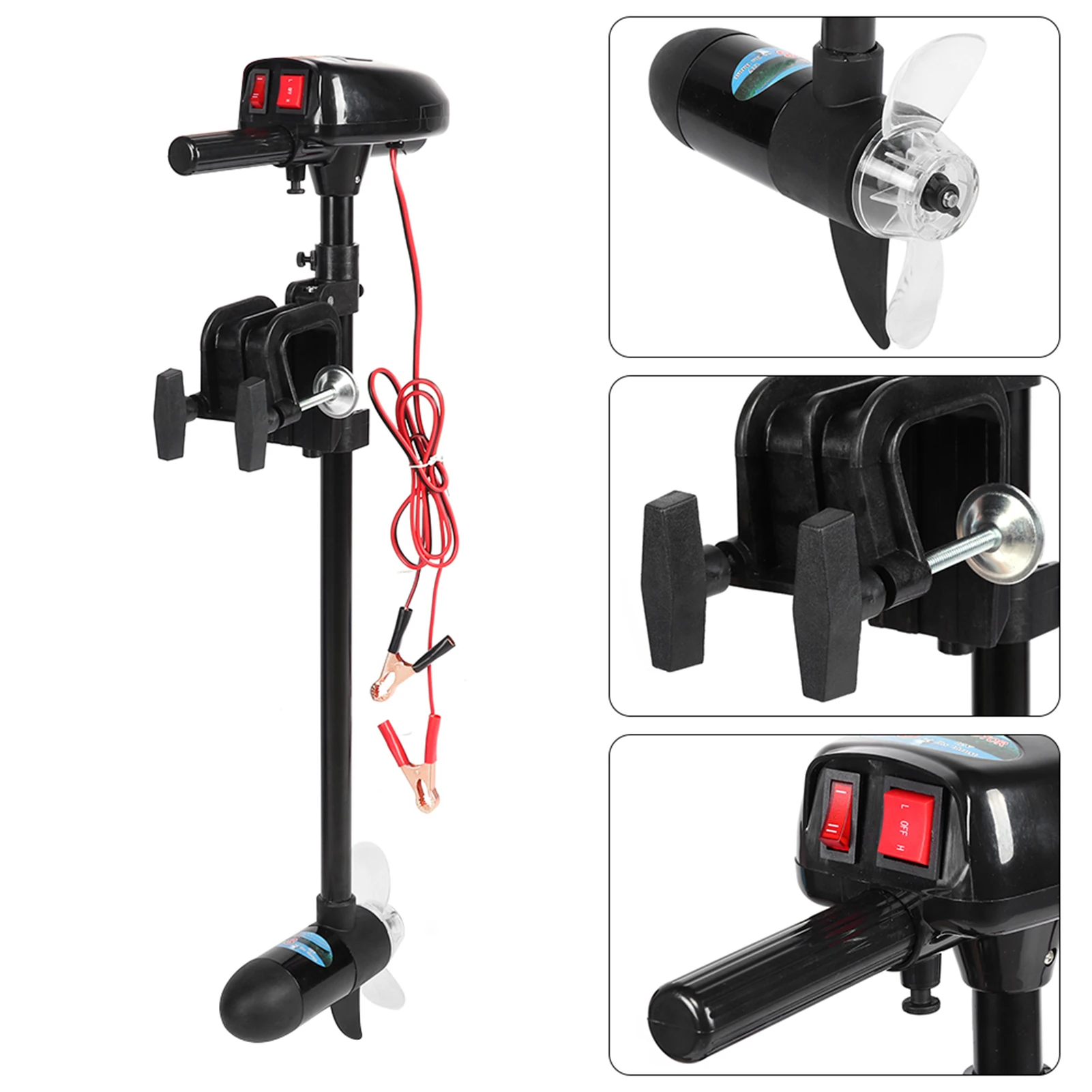 12V 18-pound Brushed Multi-Speed Electric Marine Towing Motor with Propeller Suitable for Inflatable Boats