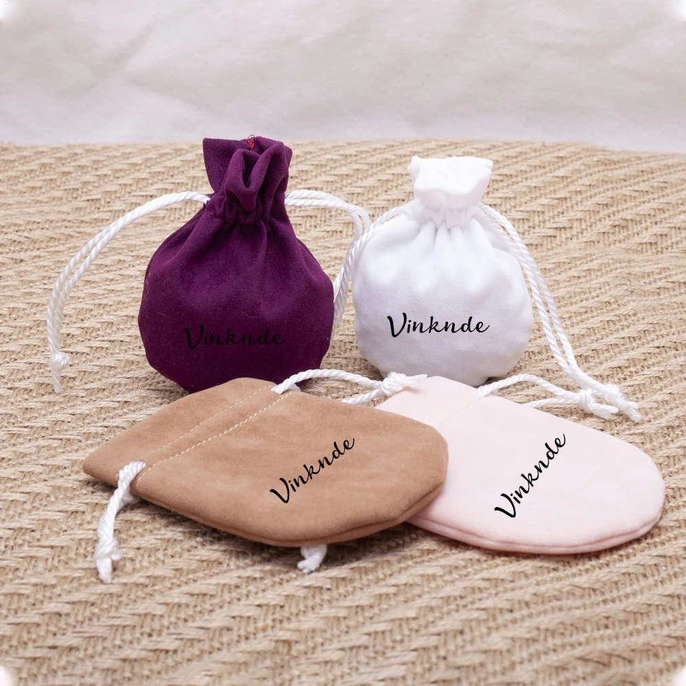 Custom Logo Velvet Fabric High-grade Flannelette Bag Jewelry Pouches Bundle Pocket Drawstring Earrings Rings Storage Gift Sack