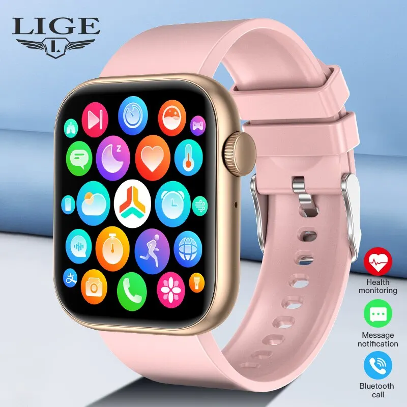 LIGE Smart Watch per donna Full Touch Screen Bluetooth Call orologi impermeabili Sport Fitness Tracker Smartwatch Lady Reloj Mujer