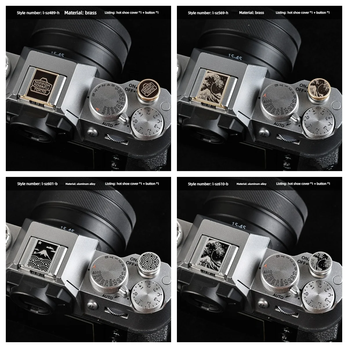 Metall-Kamera-Blitzschuhabdeckung + Auslöseknopf-Schutzkappe für Canon Nikon Z30 Sony Fuji XT5 XS20 XT100IV Kameras