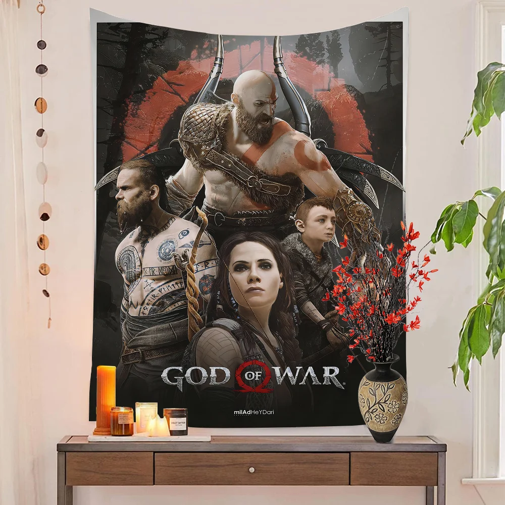 2022 God Of War RagnarokแรงบันดาลใจอะนิเมะTapestry Hippieดอกไม้พรมDorm Decorแขวนผนังตกแต่งบ้าน