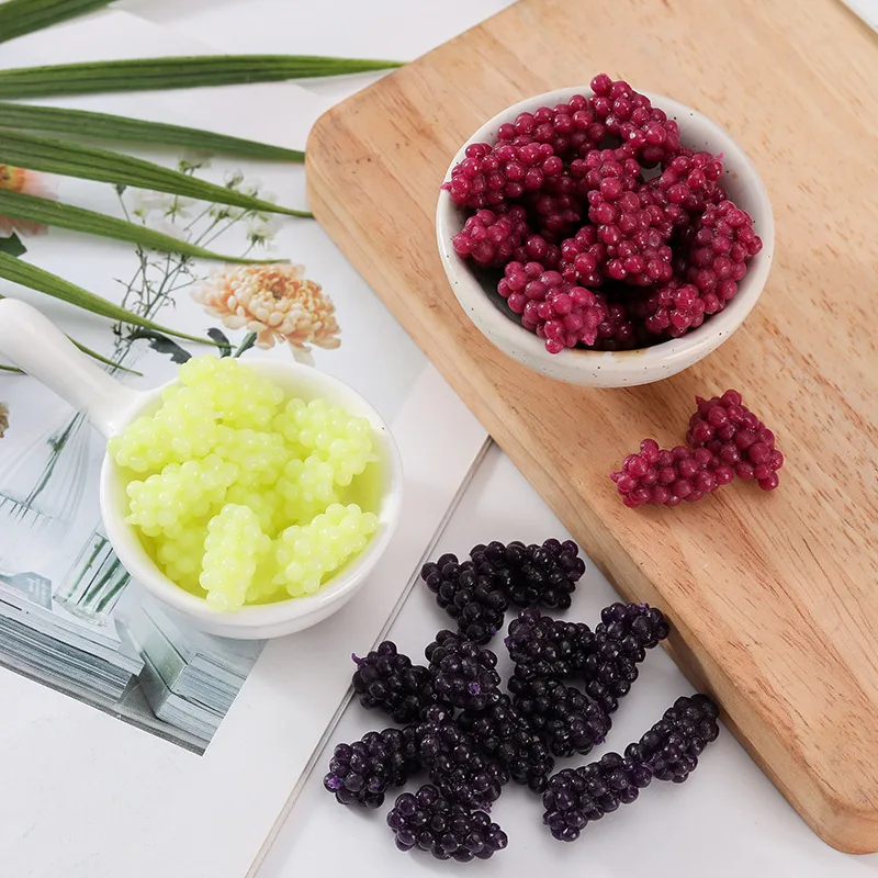 10pcs Mini Fake Grape Green Grape Corn Model Miniature Simulation Kitchen Scene Scale Decoration Home Decor Fruit Toys Gift