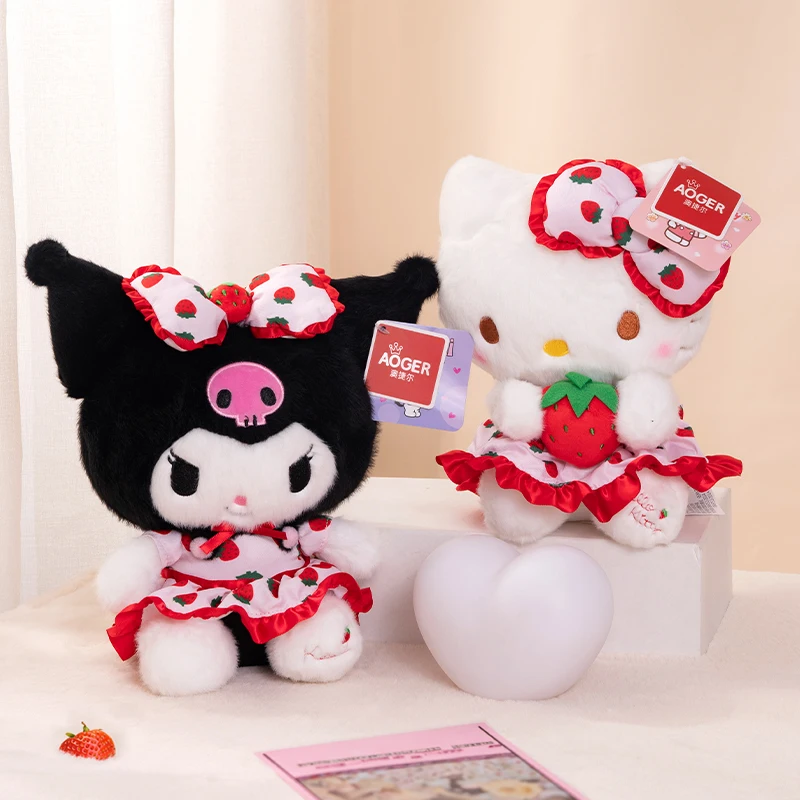 Kawaii Sanrio Plush Toys Hello Kitty My Melody Room Decor Kuromi Plushie Cinnamoroll Strawberry Doll Plush for Christmas Gifts