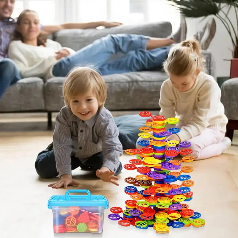 Giocattoli impilabili Blocchi di costruzione dell'equilibrio Blocchi di puzzle Giocattoli Kit di impilamento per alberi da costruzione Treno Coordinazione occhio-mano Apprendimento divertente Pla