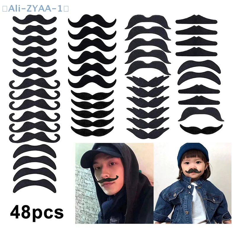 【ZYAA-1】18/48 Stuks Snor Party Photobooth Props Kids Adult Piraat Party Kostuum Cosplay Nep Baard Halloween Decoratie