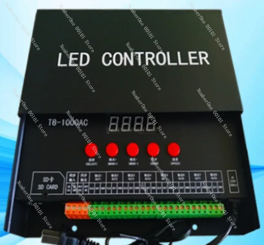 

Программируемый контроллер пиксельных светодиодов T8-1000AC, 8-канальный диммер с SD-картой для адресных светодиодов WS2812 SK6812