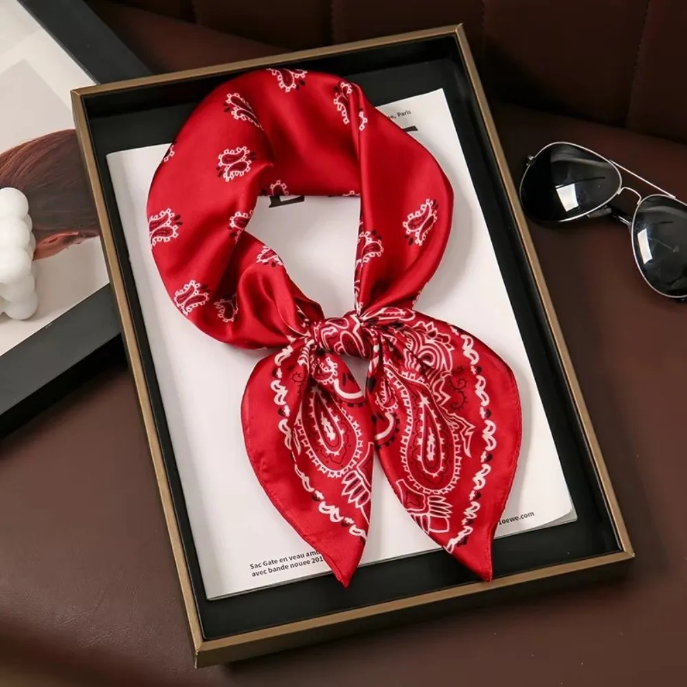 70x70cm Size Square Silk Scarf Soft Material Square Shape Women Neck Scarf Multi-Functional Silk Texture Hijab Headscarf