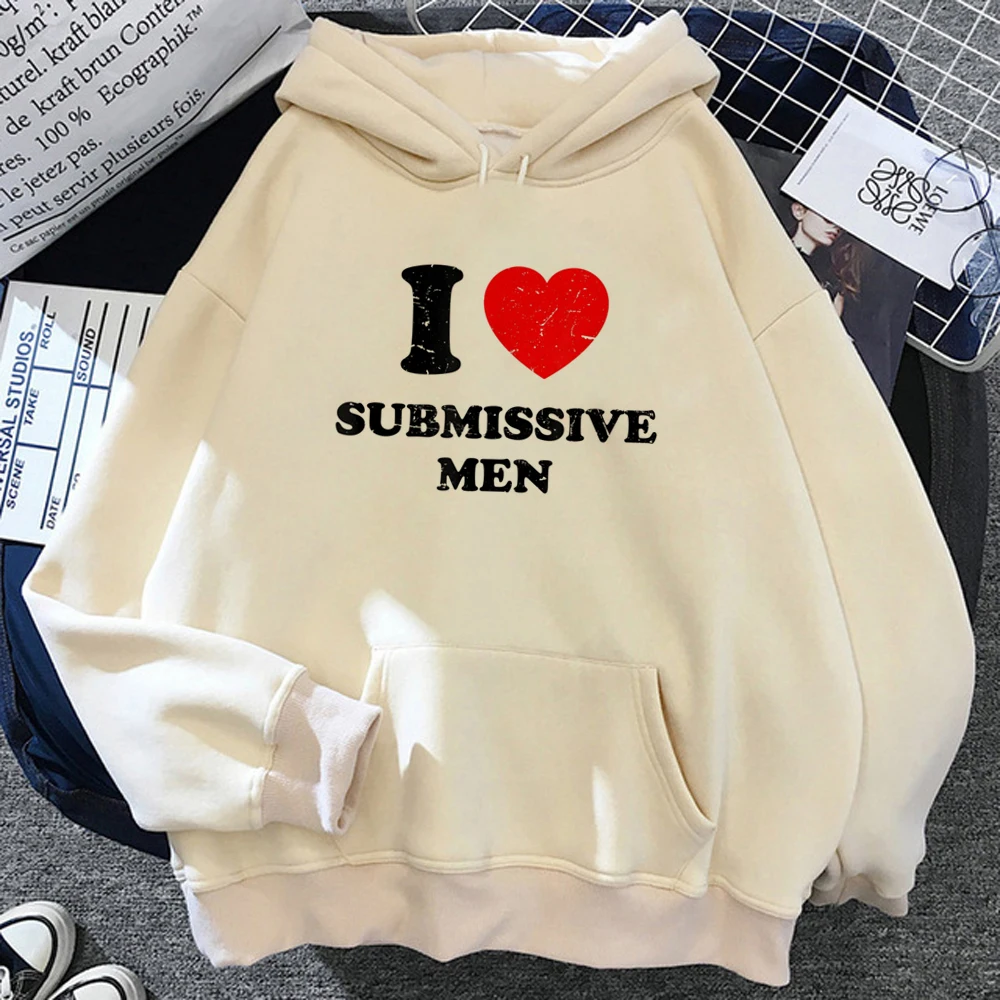 

i Love Submissive Men hoodies women sweat y2k streetwear 90s japanese pulls Hood women vintage Pullover