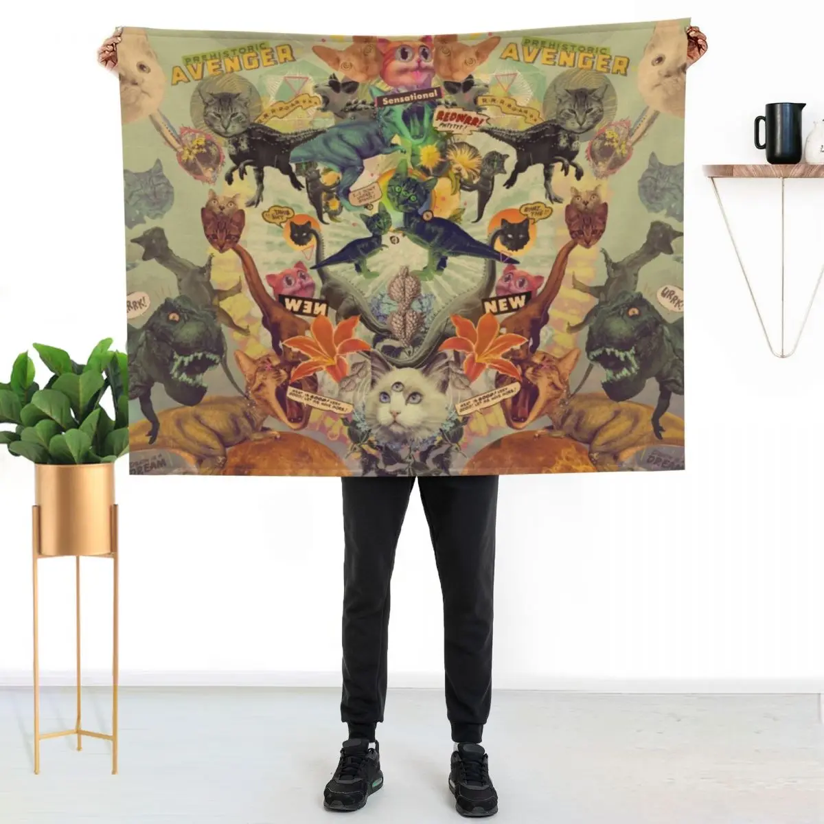 

Meowosaurus Throw Blanket Warm Comfortable Blanket for Office Napping