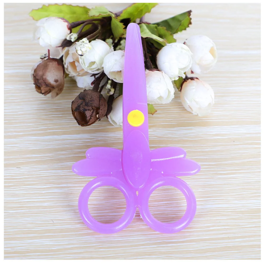 5pcs Shape Scissors Mini Safety Plastic Paper Handcraft Scissors for Kids (Mixed 3 Colors) Mini Scissors