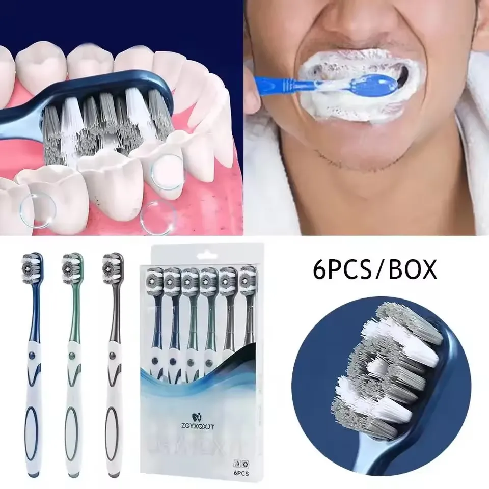 Adult Medium-Hard Bristle Toothbrush 360 Whole Mouth Clean Men's Toothbrush Excellent Cleaning Effect Whitening Teeth Family