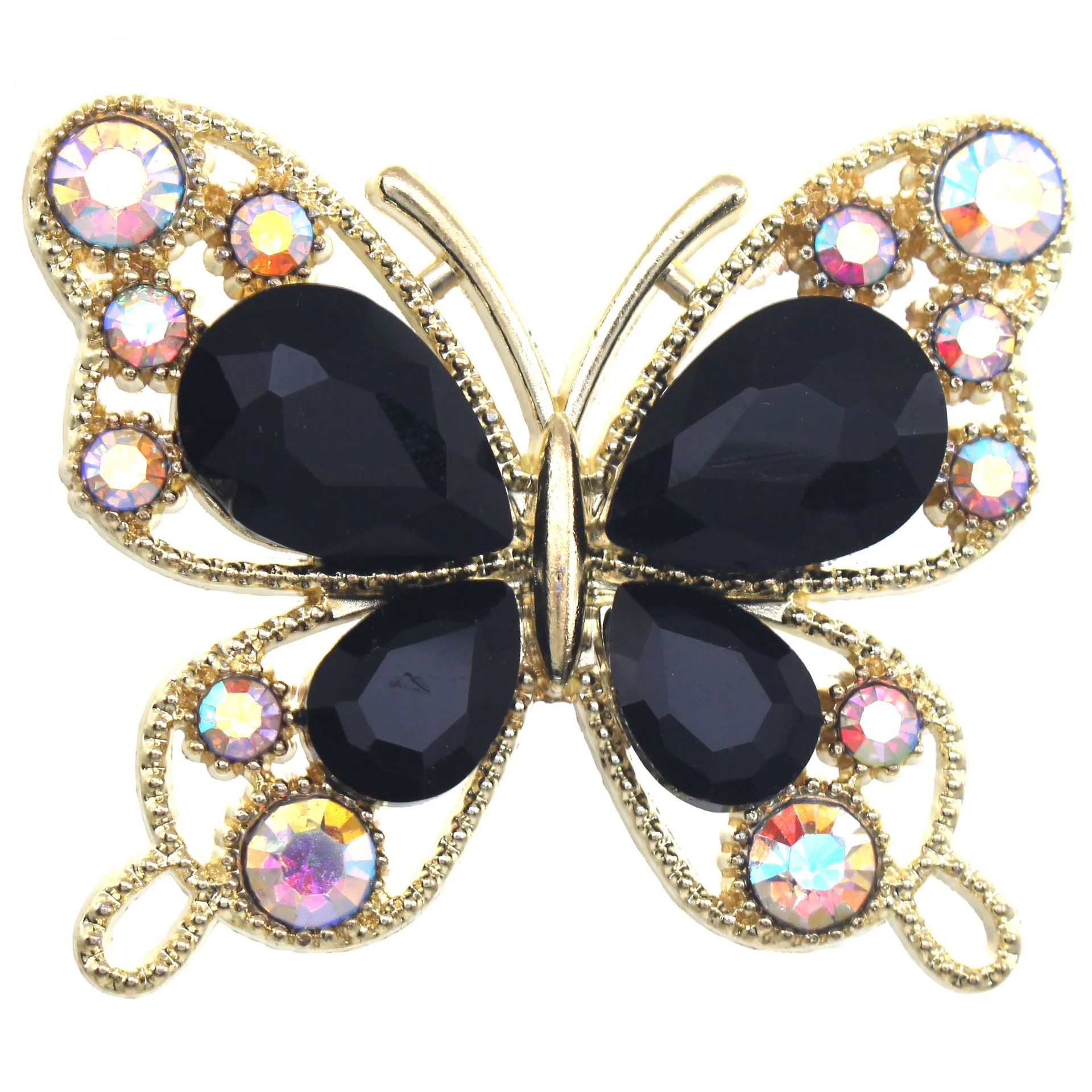 New 5PCS33 * 40mm Alloy Colored Glass Butterfly DIY Jewelry Accessories, Clothing And Hair Accessories, Decorative Materials