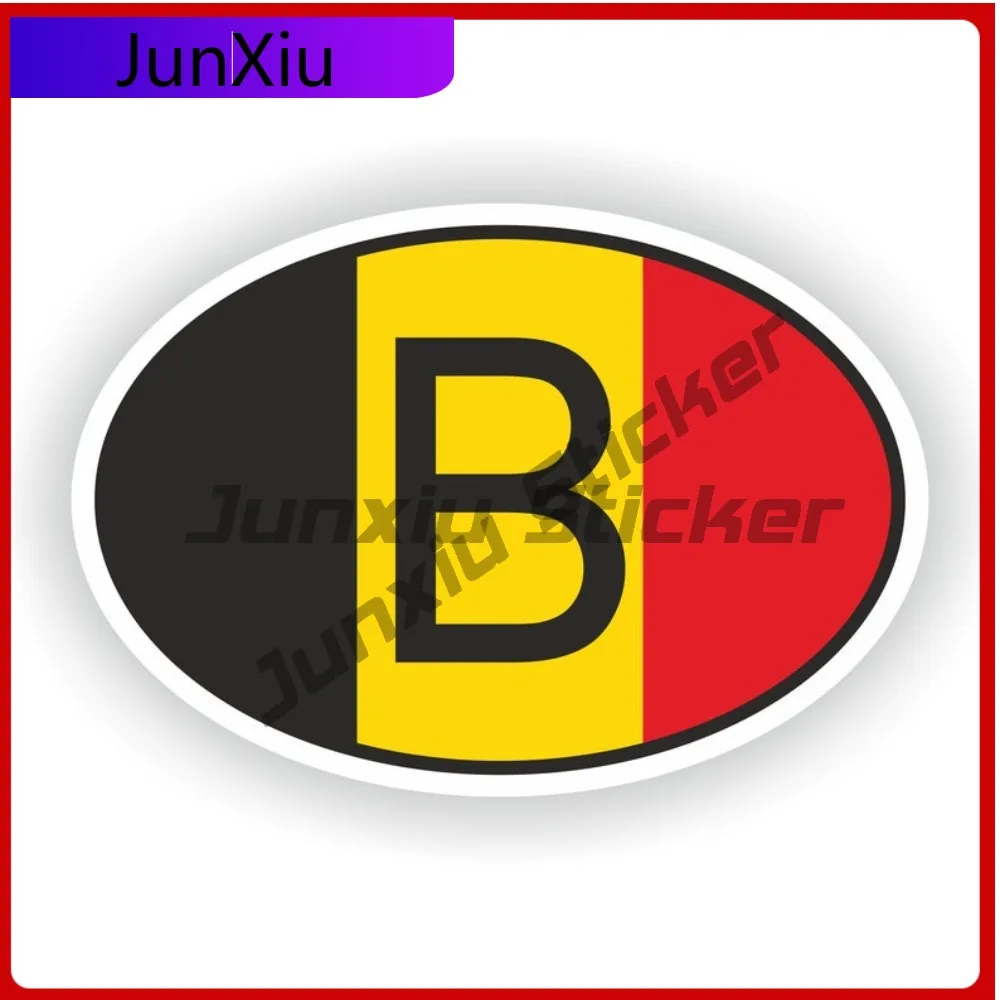 

Belgium Country Code B Oval Sticker With Flag Waterproof Decals Decorative Decals Suv Car Cover Waterproof Outdoor Stickers Moto