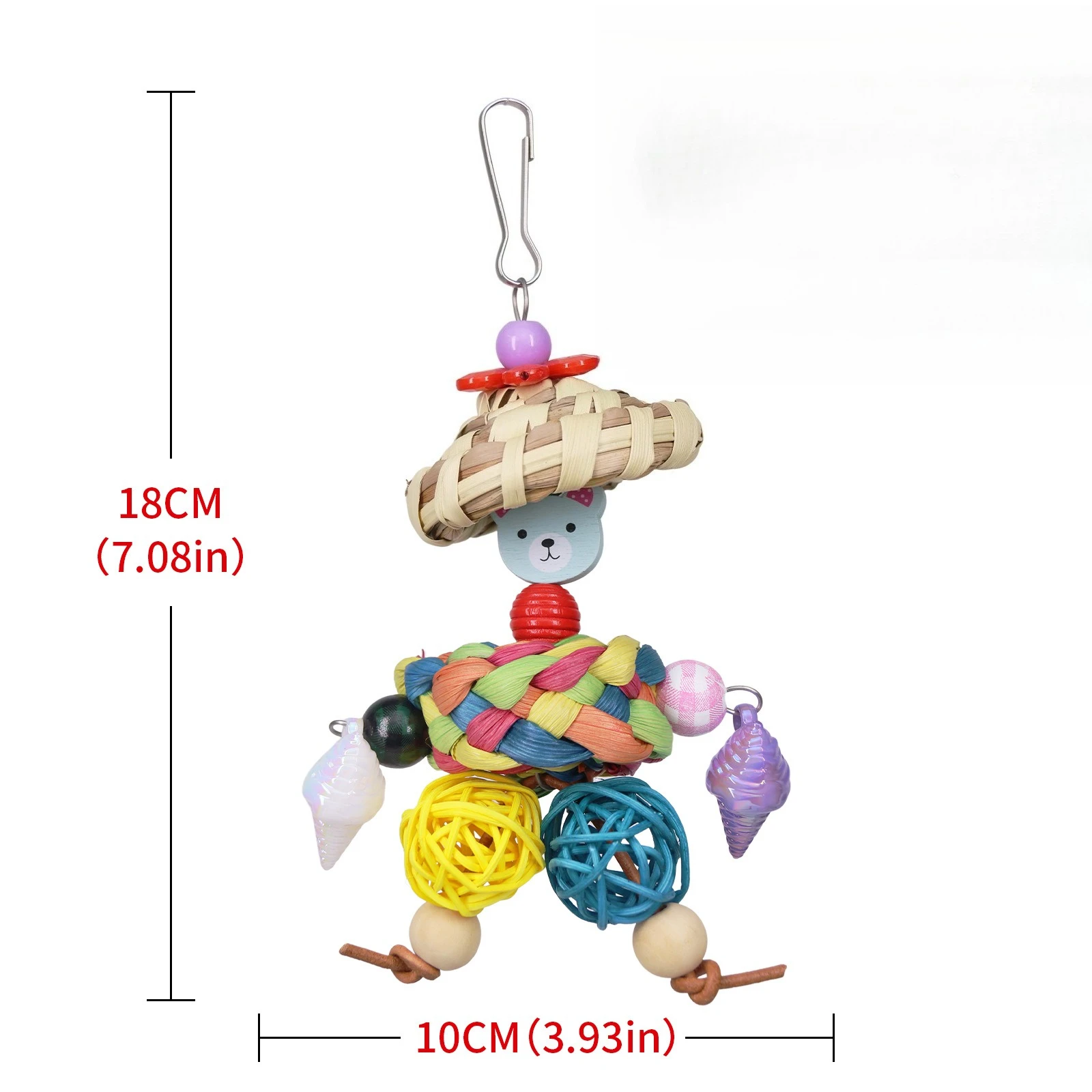Vogel Spielzeug Strohhut Rattan Ball Bunte Papier Obst Nagen Kauen Linderung Langeweile Vogelkäfig Dekoration Kleine Papagei Spielzeug – Detail 10