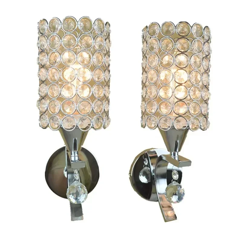 Bedroom Use E27 LED Ball Bulbs Cristal Luster Silver Crystal  Lampshad Wall Lights