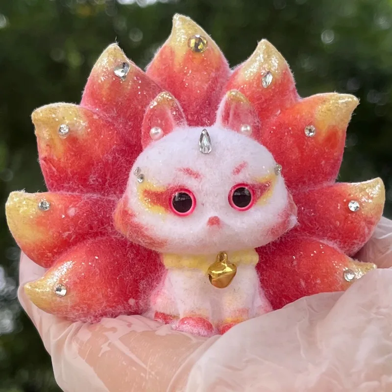 Nine Tailed Fox Decompression Slow Rebound Anime Peripherals Original Handmade Desktop Decoration Healing Toy Gift Girlfriend