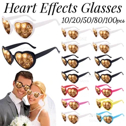 10-100PCS Heart Shaped Effects Glasses Love Diffraction Eyewear Light  Diffraction Sunglasses Rave Party Wedding Party