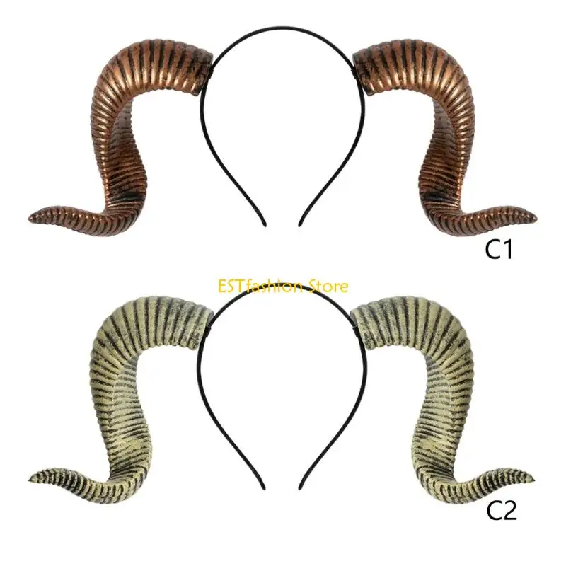 

Y5GC Punk Theme Theme Goat Horn Harband Roleplaying Party Headciepe с съемной группой