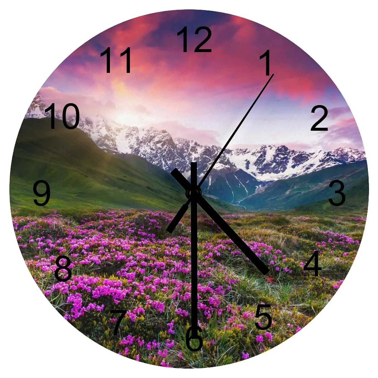 

Farm Wall Clock Wealthy Flowers Nature Clocks 12 inch Mute Fashion Round Creative Hidden Hanging Classic