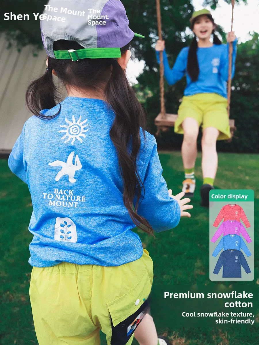 Outdoor Long Sleeve T-Shirt for Girls Quick Dry Cool Feeling Children's Clothing Summer New Style Parent-Child Top Shirt