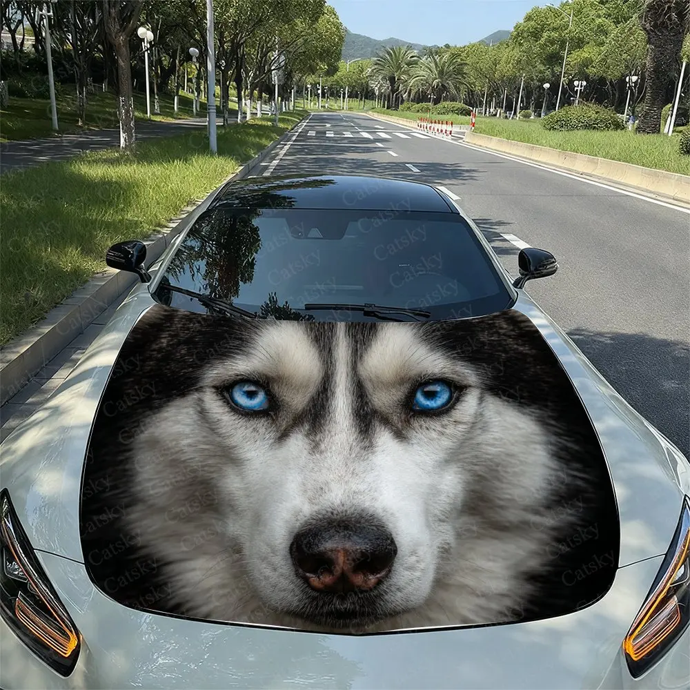 

Husky Car Hood Decal Sticker, Durable Car Vinyl Wraps Suitable For Most Vehicles, Car Engine Hood Protective Film,Car Stickers F