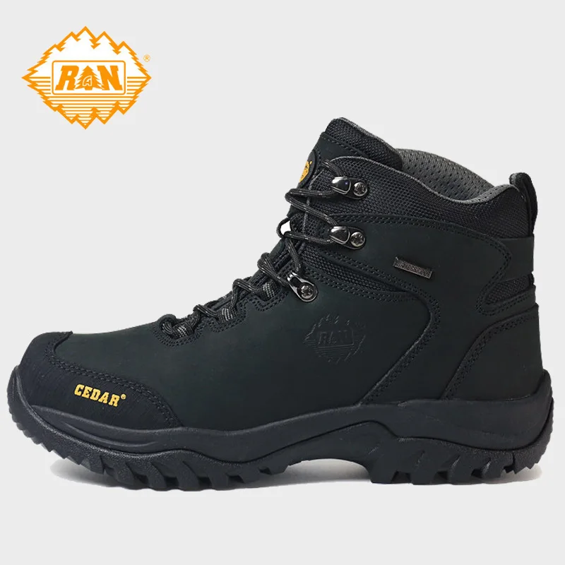 RAN Cow Leather Hiking Boots Men  Outdoor Sport Walking Sneakers trekking Snow Shoe women Climbing Mountain travel Hunting boots