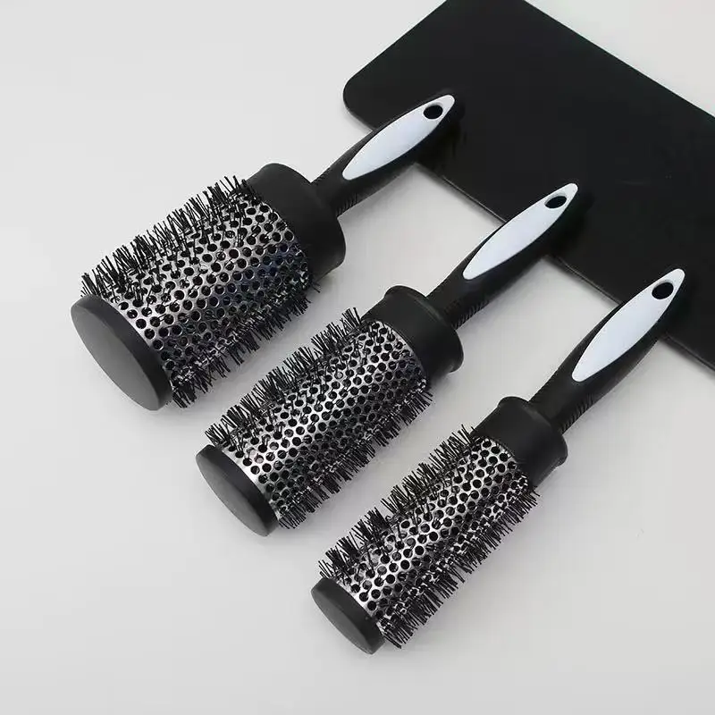 3 pieces/Black round hair comb set, round tube curling brush for hair styling, for drying and setting, easy to use