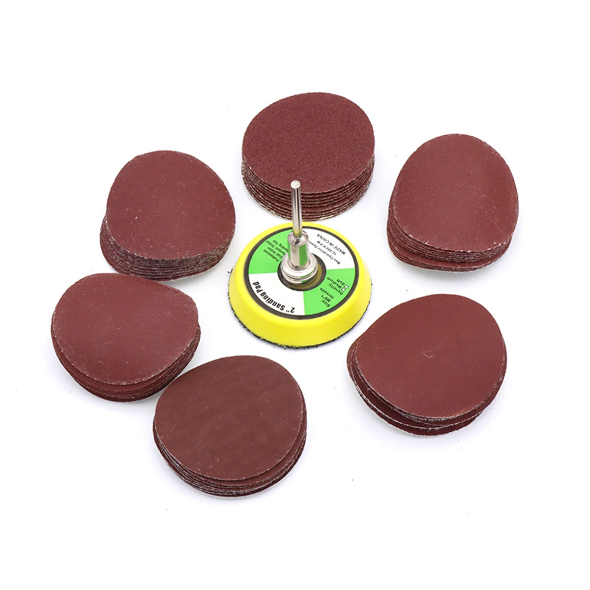 61/101 stücke Disc Selbst-adhesive Beflockung Schleifpapier Set 1 zoll 2 zoll 100-3000 Grit Haken & Loop Schleifen Disc Mit 3MM Schaft Klebrige Disc