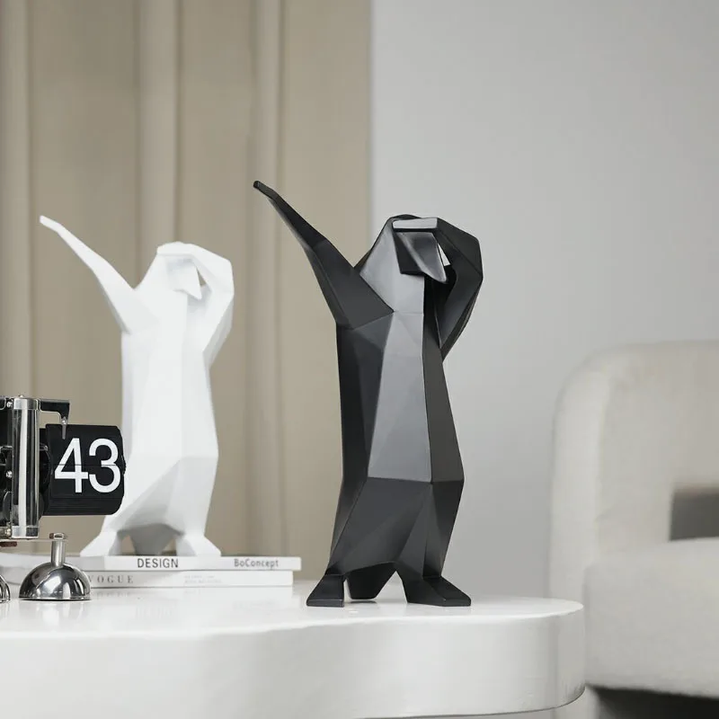 Modern Origami Abstract Creative Resin Penguin Ornament Bedroom Entrance Living Room Art Rock Penguin Statue Decoration