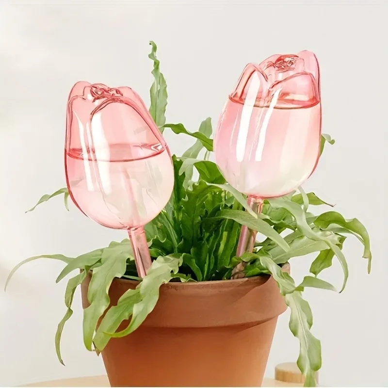Roze tulpenplantenbesproeiingsballen, geschikt voor binnen- en buitenplanten, automatische plantendruppelaars en automatische bewatering