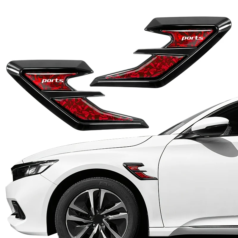 

2pcs Fender Lip Stickers - Aerodynamic Car Side Wing Decals with Red/Black High-Contrast Trim, Car Front Fender Stickers
