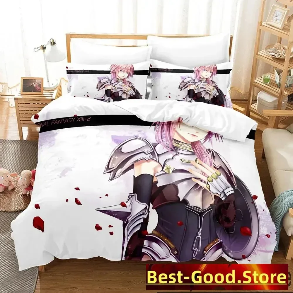 3D Print Anime Game FINAL FANTASY XIII-2 Bedding Set Boys Girls Twin Queen King Size Duvet Cover Pillowcase Bed boys Adult