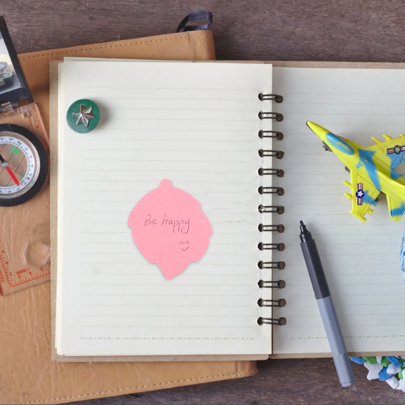 16Pcs Leaf Shaped Self Stick Notes Bright Colored Adhesive Memo Pads for Notebook Office School Supplies Removable